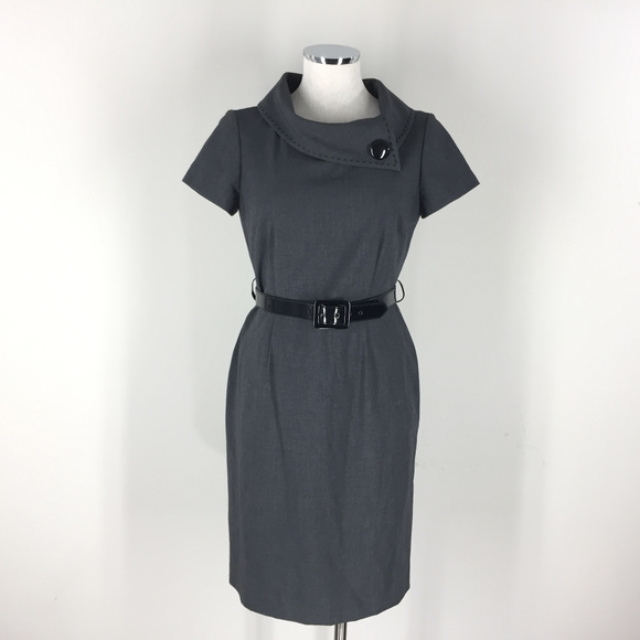 gray sheath dress with sleeves